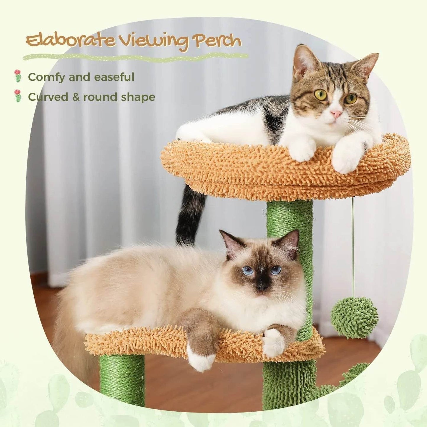 Climbing Frame Cat Nest Tree 32-inch Cactus Cat Climbing Frame - Velora