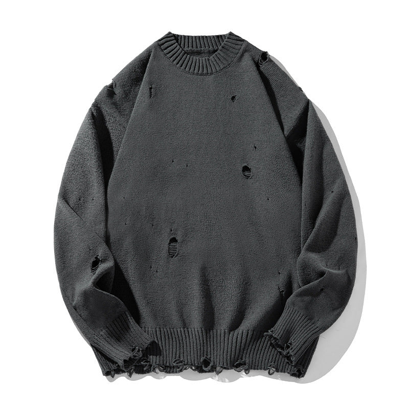 Irregular Hollow-out Ripped Chenille Velvet Sweater