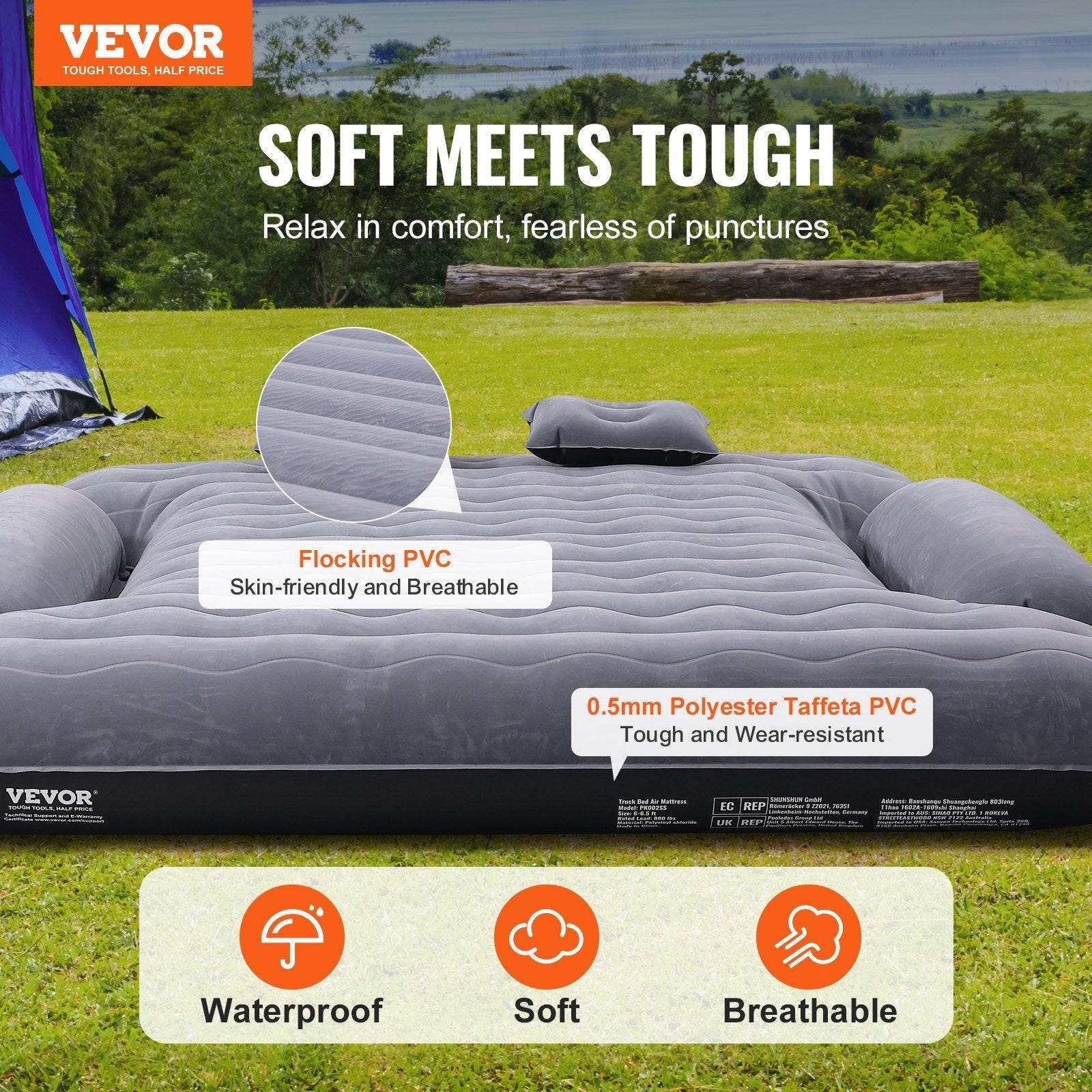 Truck Bed Air Mattress, For 6-6.5 Ft Full Size Truck Beds, Inflatable Air Mattress Camping Bed With 12V Air 2 Pillows, Carry Bag, For Chevrolet Silverado, Dodge Ram, Ford EX-STOCK Canada