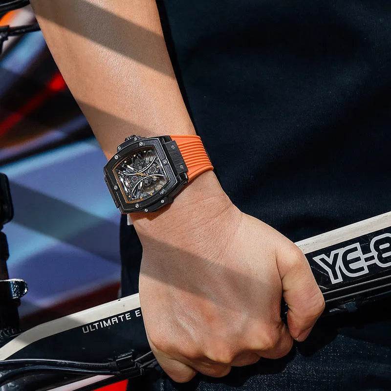 Men's Tonneau Fashion Trend Silicone Strap Luminous Sports Watch - Velora