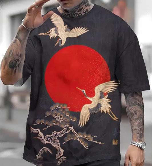 3D Printed Ukiyo-e T-shirt Men's Round Neck Short Sleeve