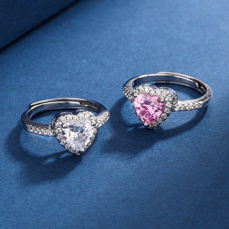 Fashion Jewelry Micro-encrusted Zircon Diamond Love Peach Heart Ring Female Luxury High-end Marriage Niche Temperament Hand Jewelry - Velora