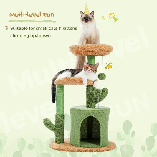 Climbing Frame Cat Nest Tree 32-inch Cactus Cat Climbing Frame - Velora