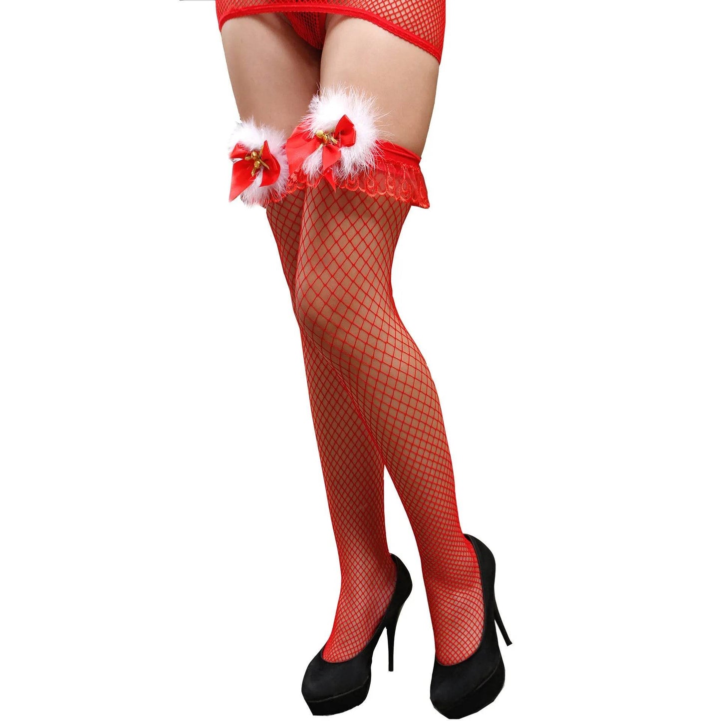 Thickened Women's Red Long Bow Christmas Stockings - Velora