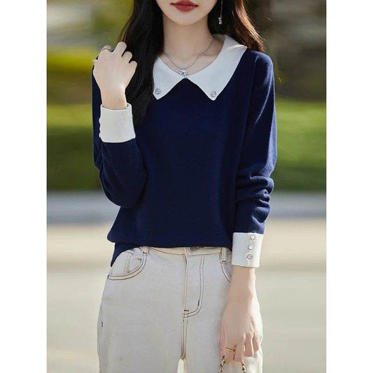 Lapels Bottoming Sweater blouse top For Women - Velora