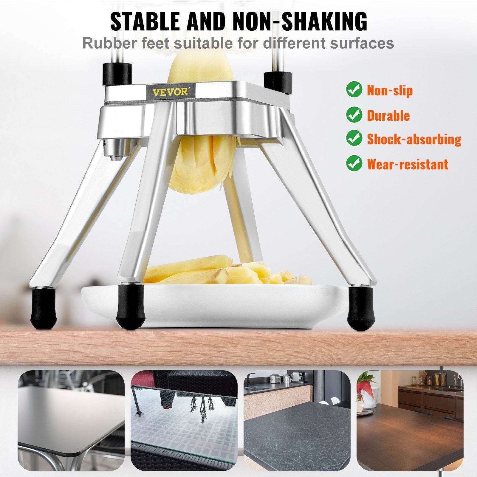 Commercial Vegetable Fruit Chopper, Stainless Steel French Fry Cutter With 4 Blades - Velora