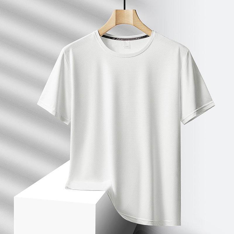 Men's Ice Silk Casual Sports Round Neck Oversized T-shirt - Velora