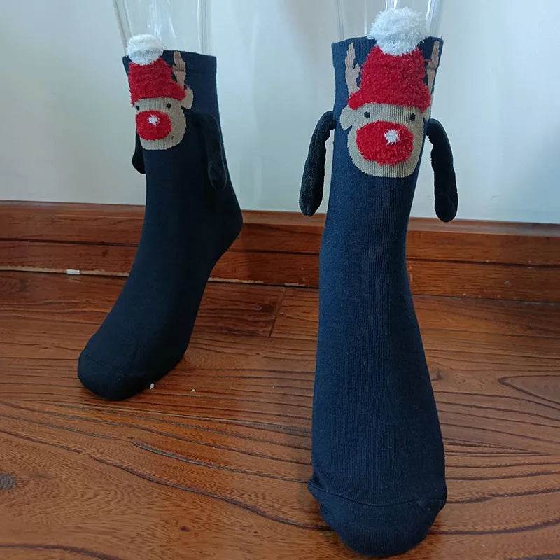 Christmas Stockings Autumn Winter Cotton Magnet Lodestone Hand Tube Socks - Velora