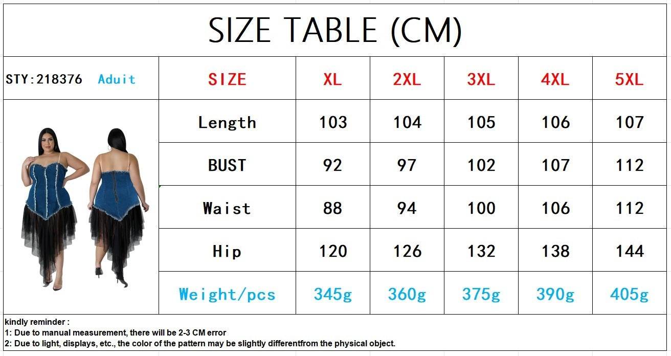 Women's Fashion Sleeveless Denim Stitching Mesh Jeans Tassel Dress - Velora