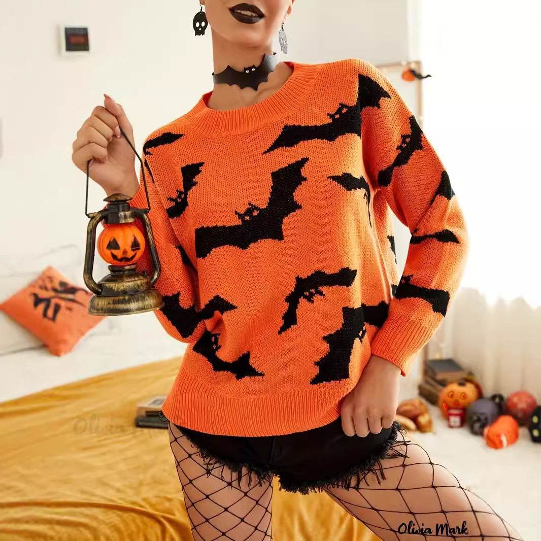 Fashion Women's Wear Long Sleeve Halloween Brocade Sweater Knitted - Velora