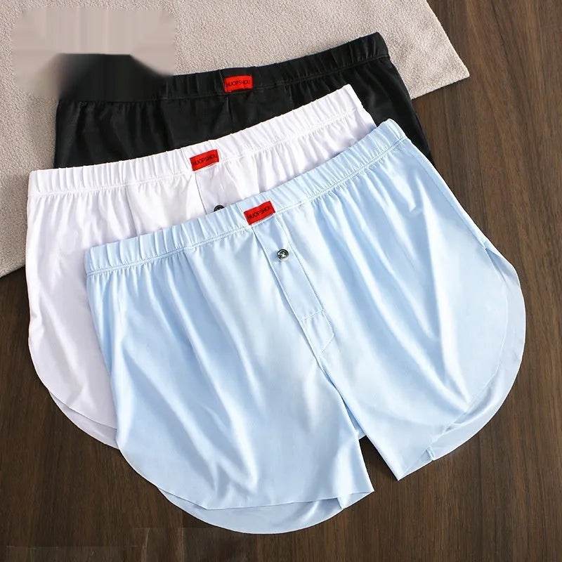 Men's Underwear Solid Color Loose Breathable Ice Silk Boxers - Velora