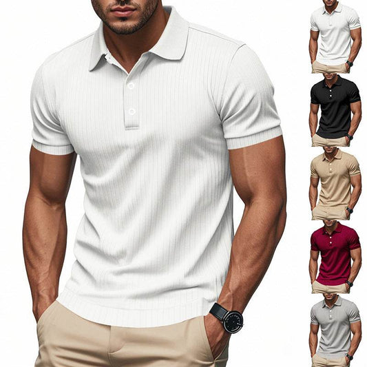 Sunken Stripe Quick-drying Ice Silk Short Sleeve - Velora