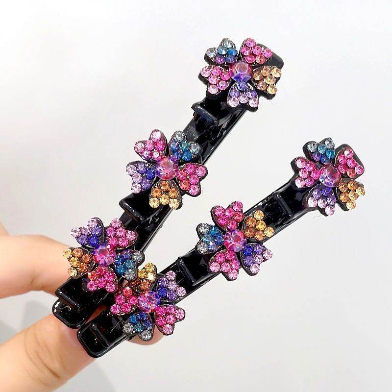 Girls Floral Rhinestone Bling Hair clip Hair Accessories - Velora