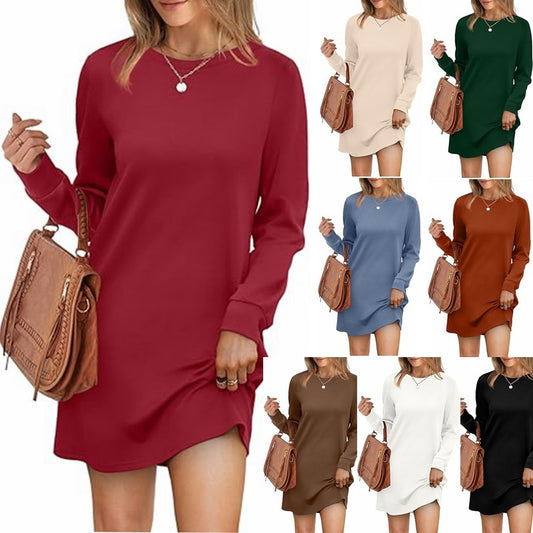 Back Fold Pocket Long Sleeve Sweater Dress