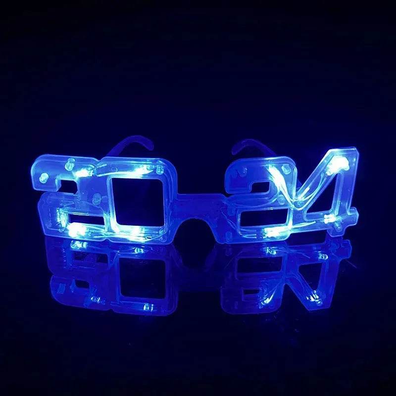 LED Glowing New Year Glasses 2024 Glitter Glasses For Party Evening Decoration - Velora