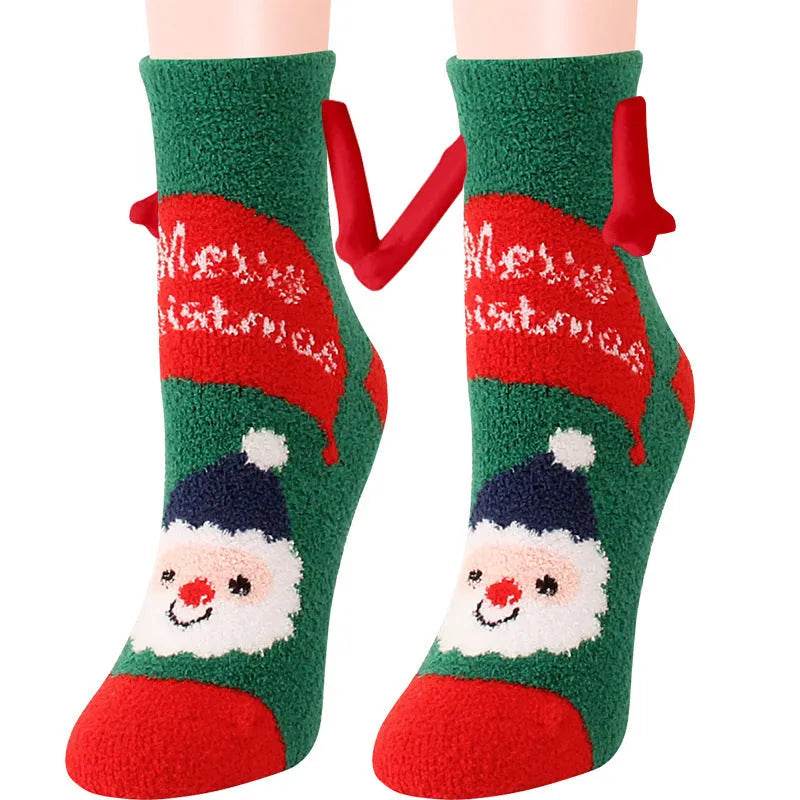 Soft Carton Christmas-themed Fleece Winter Home socks for Women