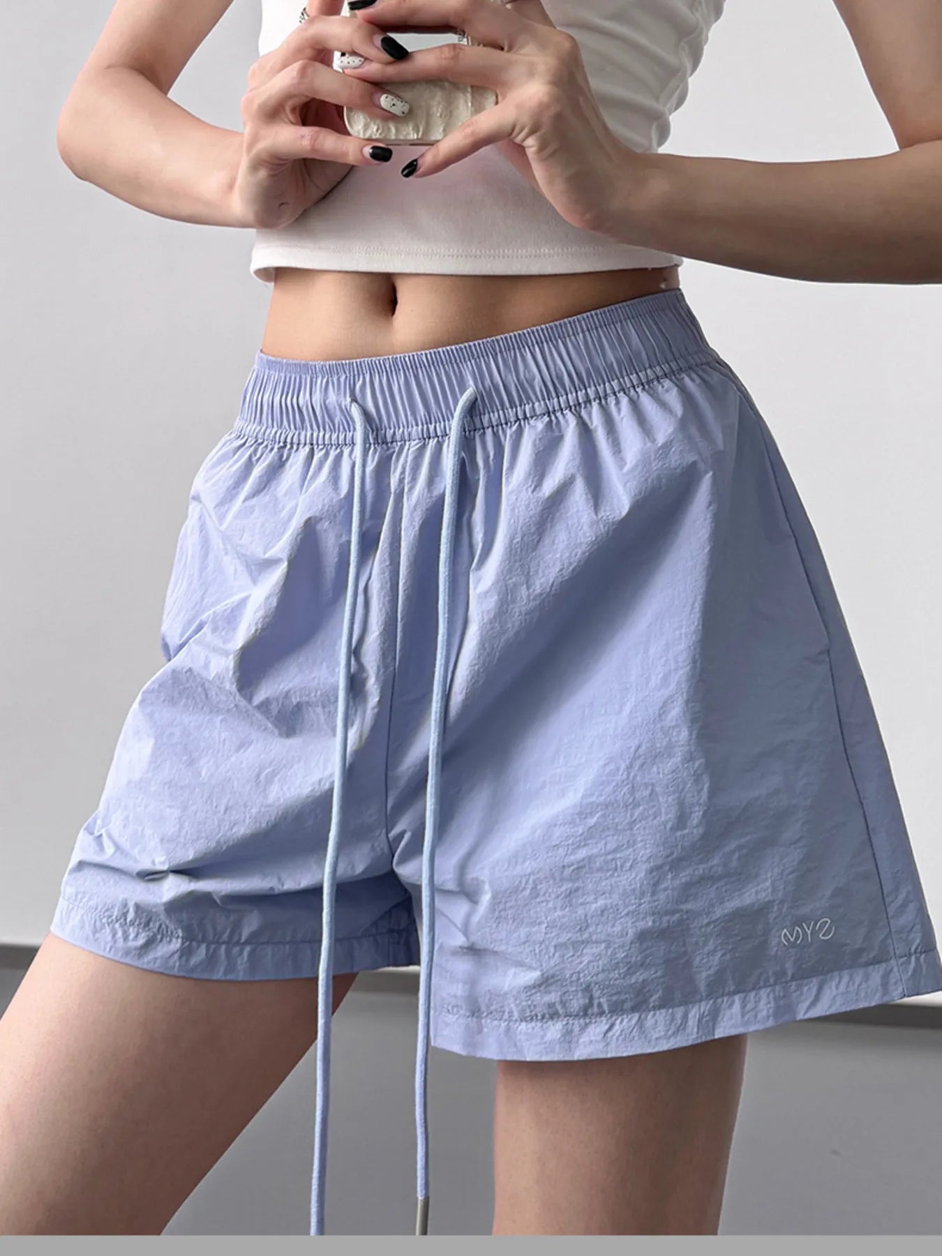High Waisted Drawstring Shorts - Velora