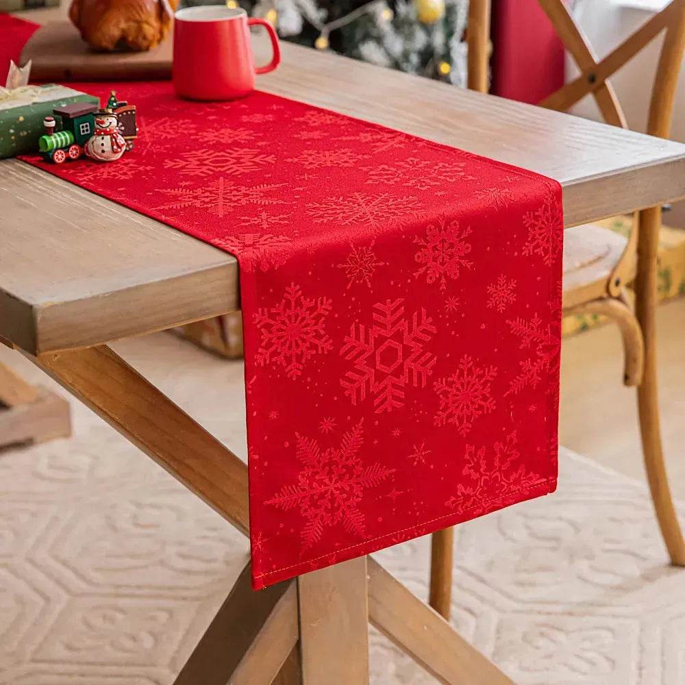 Christmas Table Runner Dark Jacquard Dining Table - Velora