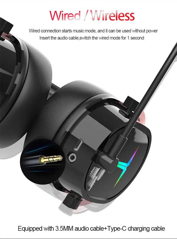 2.4G wireless PC gaming headset headphones microphone led light up - Velora Luxury Fashion