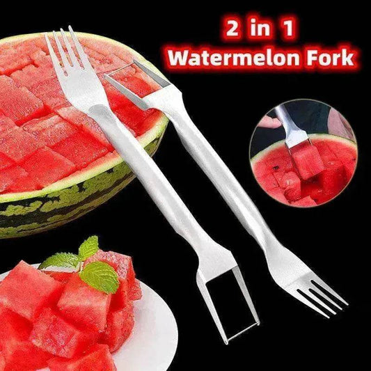 2 In 1 Slicer Multi purpose Stainless Steel Watermelon Fork - Velora