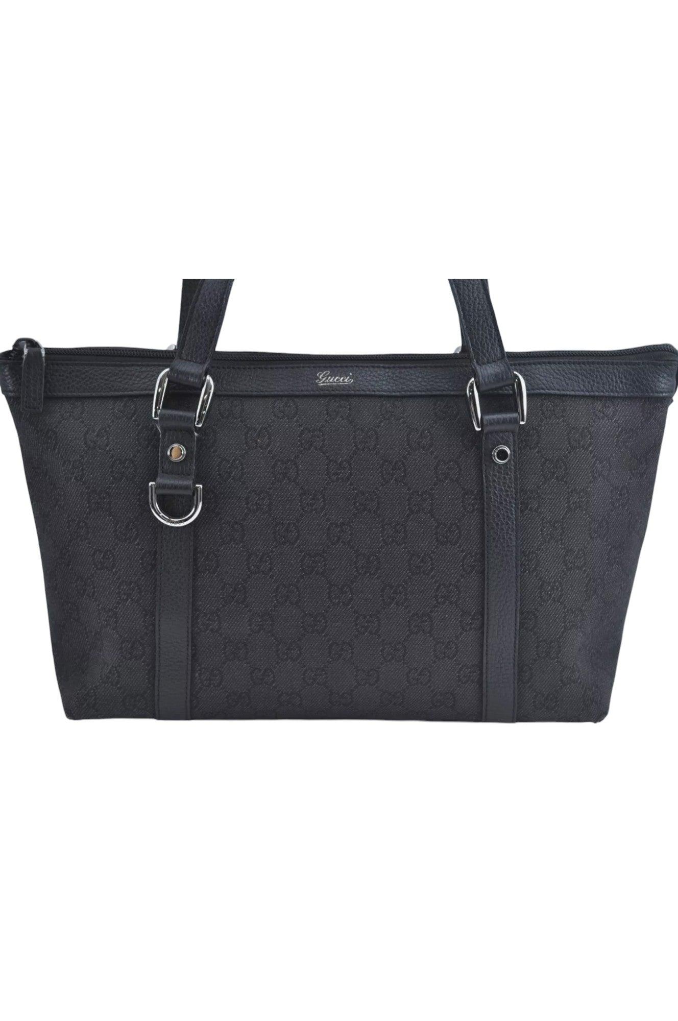 GUCCI Abbey Shoulder Tote Bag GG Canvas Leather 268640 Black L0797 - Velora