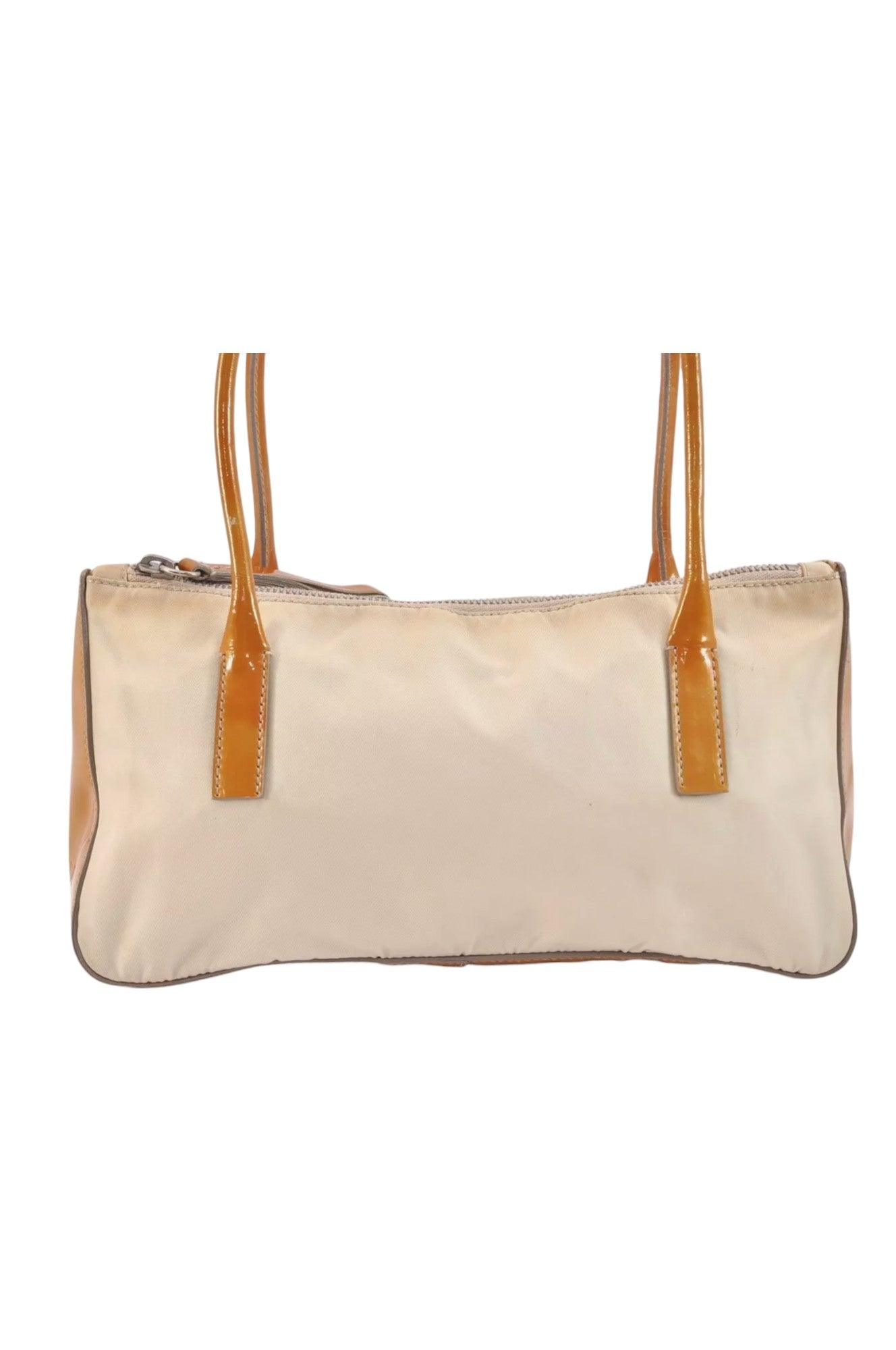 PRADA Nylon Tessuto Enamel Shoulder Hand Bag Purse Cream White 9257K - Velora