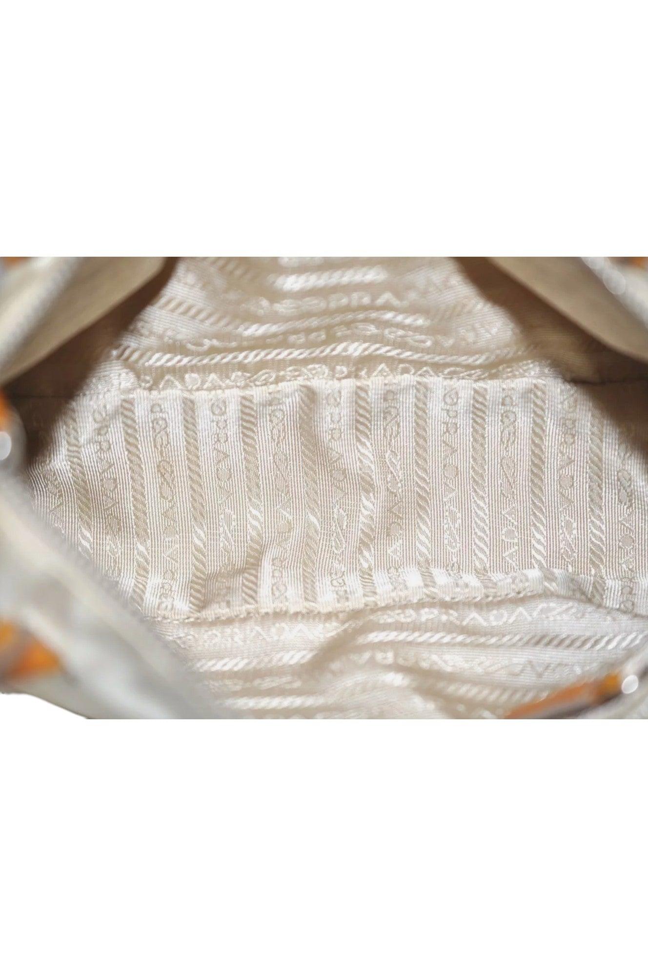 PRADA Nylon Tessuto Enamel Shoulder Hand Bag Purse Cream White 9257K - Velora