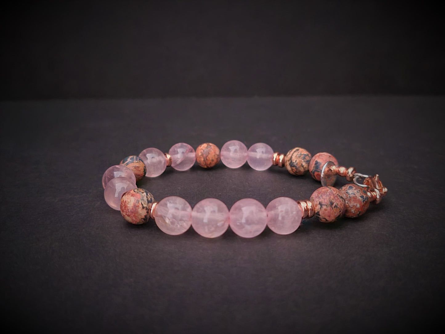 Rose Quartz & Leopard Jasper Bracelet - Velora