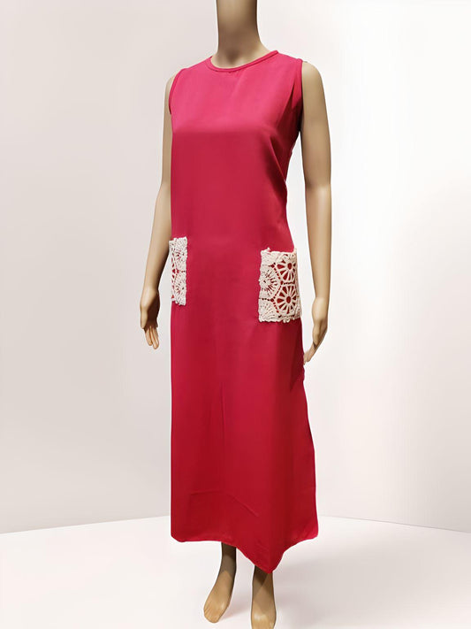 Sleeveless Crochet Pocket Dress - Velora