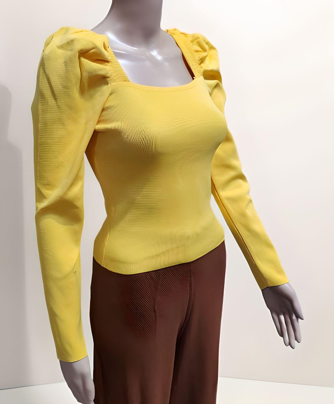 Woven Full Sleeve Blouse Ruched Shoulder - Velora