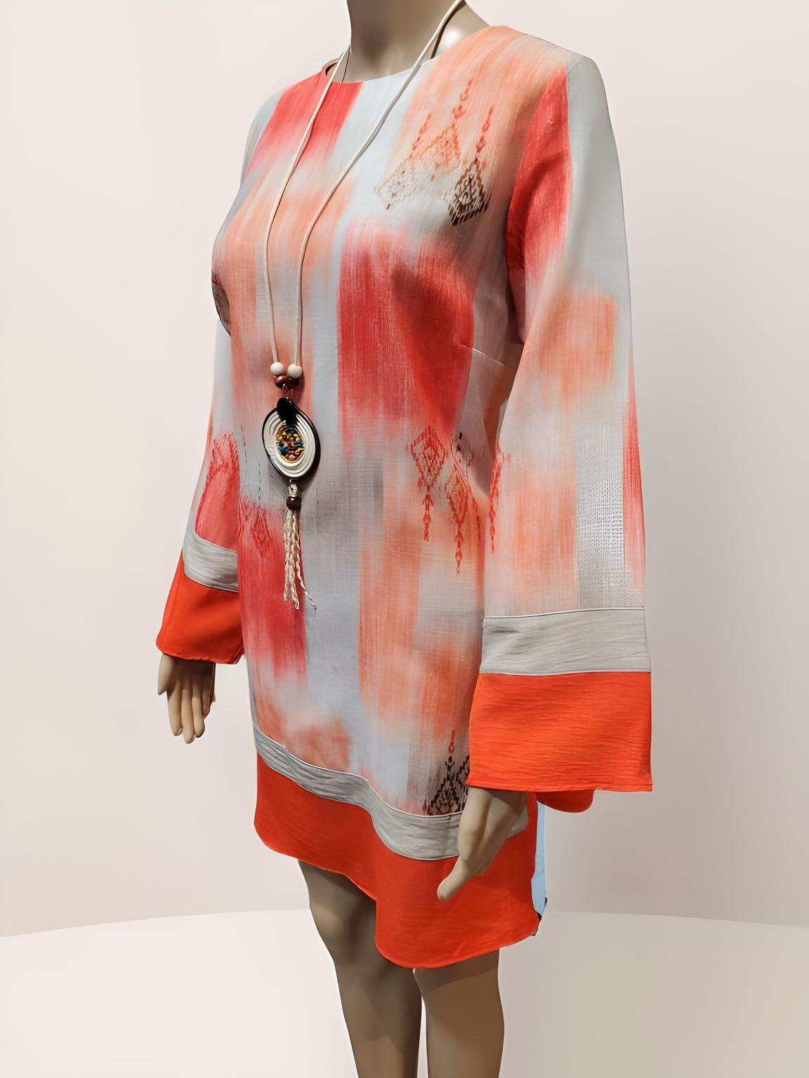 Printed Long Sleeve Tunic - Velora