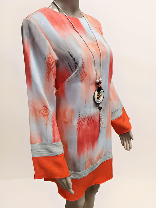 Printed Long Sleeve Tunic - Velora