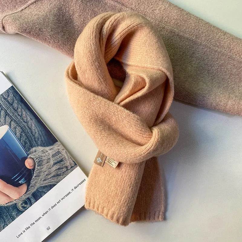 Women's Sweet Version Fleece Solid Scarf Autumn And Winter - Velora
