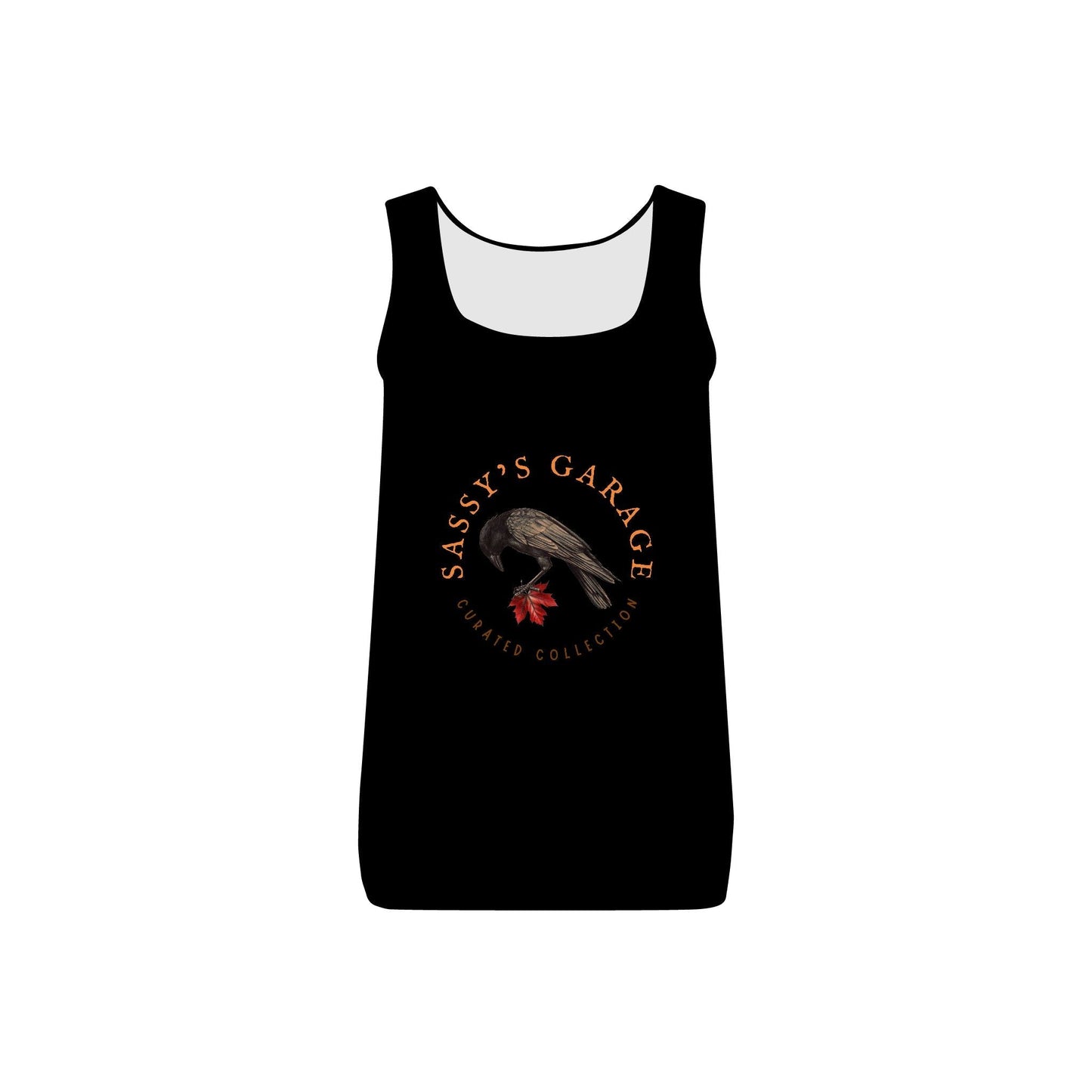 Sassy's Garage Women's Micro Ribbed Tank Top, Casual Summer Wear, Crow Graphic Tee, Trendy Vintage Style - Velora
