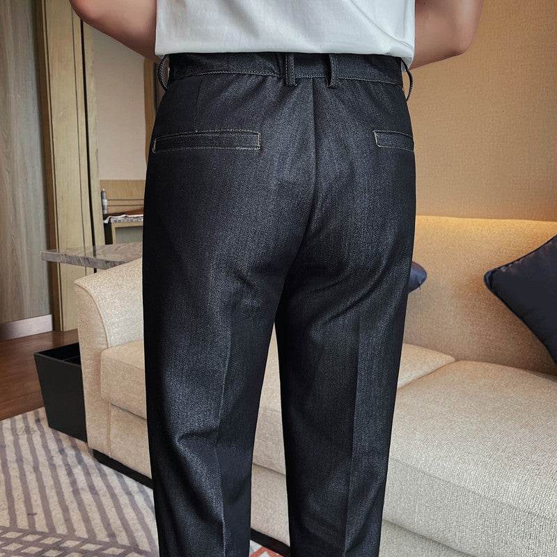 New Pure Color Casual Versatile Straight Leg Professional Business Work Trouser for men