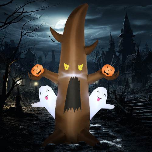 5 Halloween Inflatables Outdoor Decorations Ghost Tree With Pumpkins, Blow-Up LED Yard Decor Indoor Outdoor For Garden, Lawn, Party, Holiday - Velora