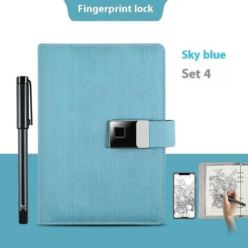 Handwriting Paper Screen Synchronization Smart Fingerprint Lock A5 Notebook - Velora