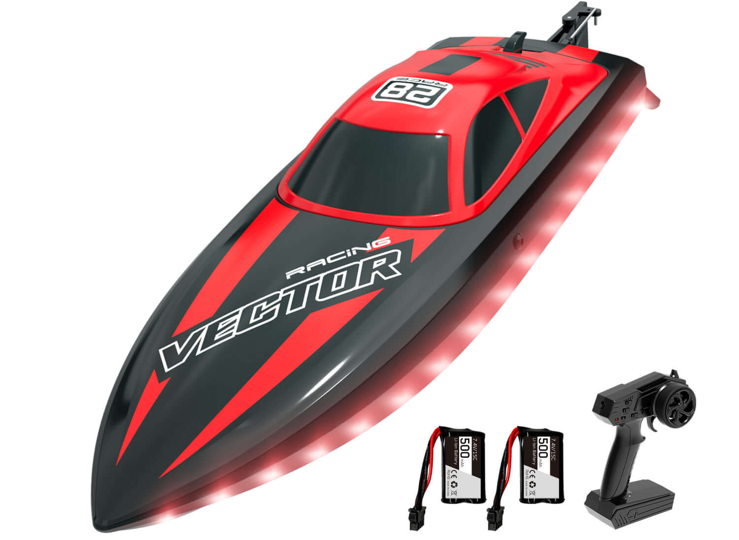 20mph RC Boat with LED Lights for Pools and Lakes - Fast and Fun! - Velora Luxury Fashion