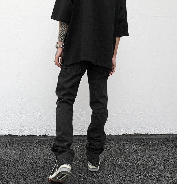 Ankle Snap Denim jeans Pant men straight leg - Velora