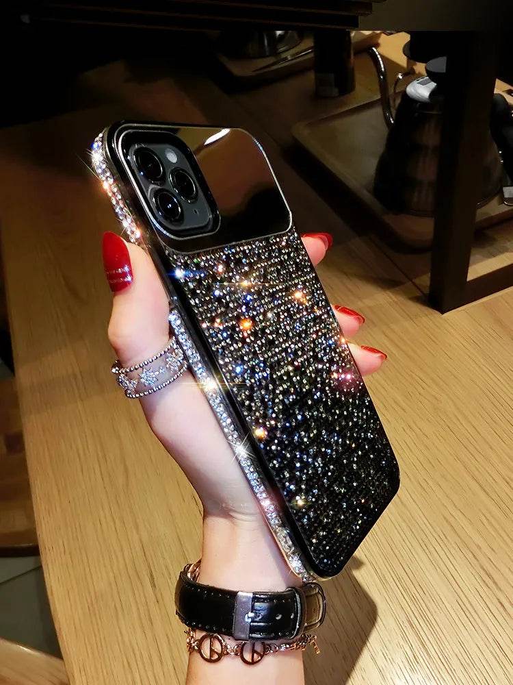 Silicone Gradual Rhinestone iphone case Apple Phone Protective Case - Velora