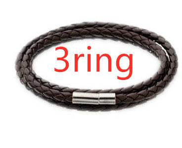 Personalized Mens Braided Genuine Leather Bracelet Stainless Steel Custom Beads Name Charm Bracelet For Men With Family Names - Velora