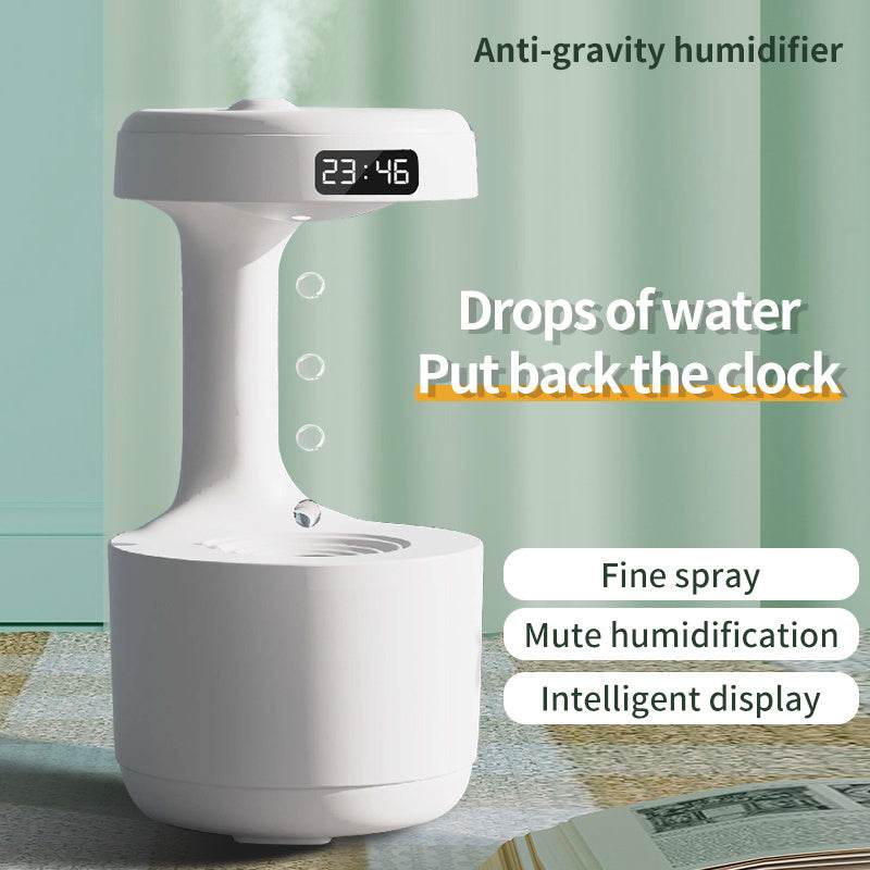 Bedroom Anti-Gravity Humidifier With Clock Water Drop Backflow Aroma Diffuser Large Capacity Office Bedroom Mute Heavy Fog Household Sprayer - Velora