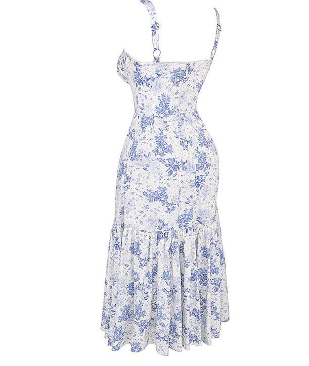Spring And Summer Comely Pastoral Style Sling Floral A Swing Cake Dress - Velora