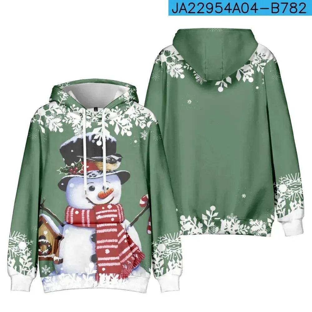 Christmas Snowman Personalized Printed Hoodie Sweatshirts - Velora