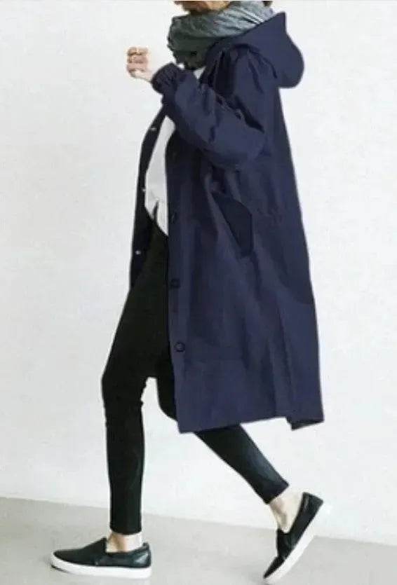 Women Casual Style Hoodie Windbreaker Mid-Length Long-Sleeved waist Jacket - Velora