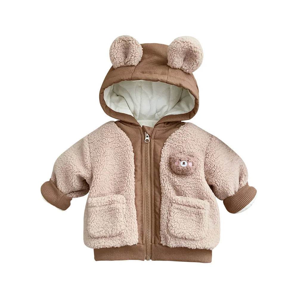 Children's Winter Jacket Korean-style Cute Bear Plus Velvet Cotton-padded Coat - Velora