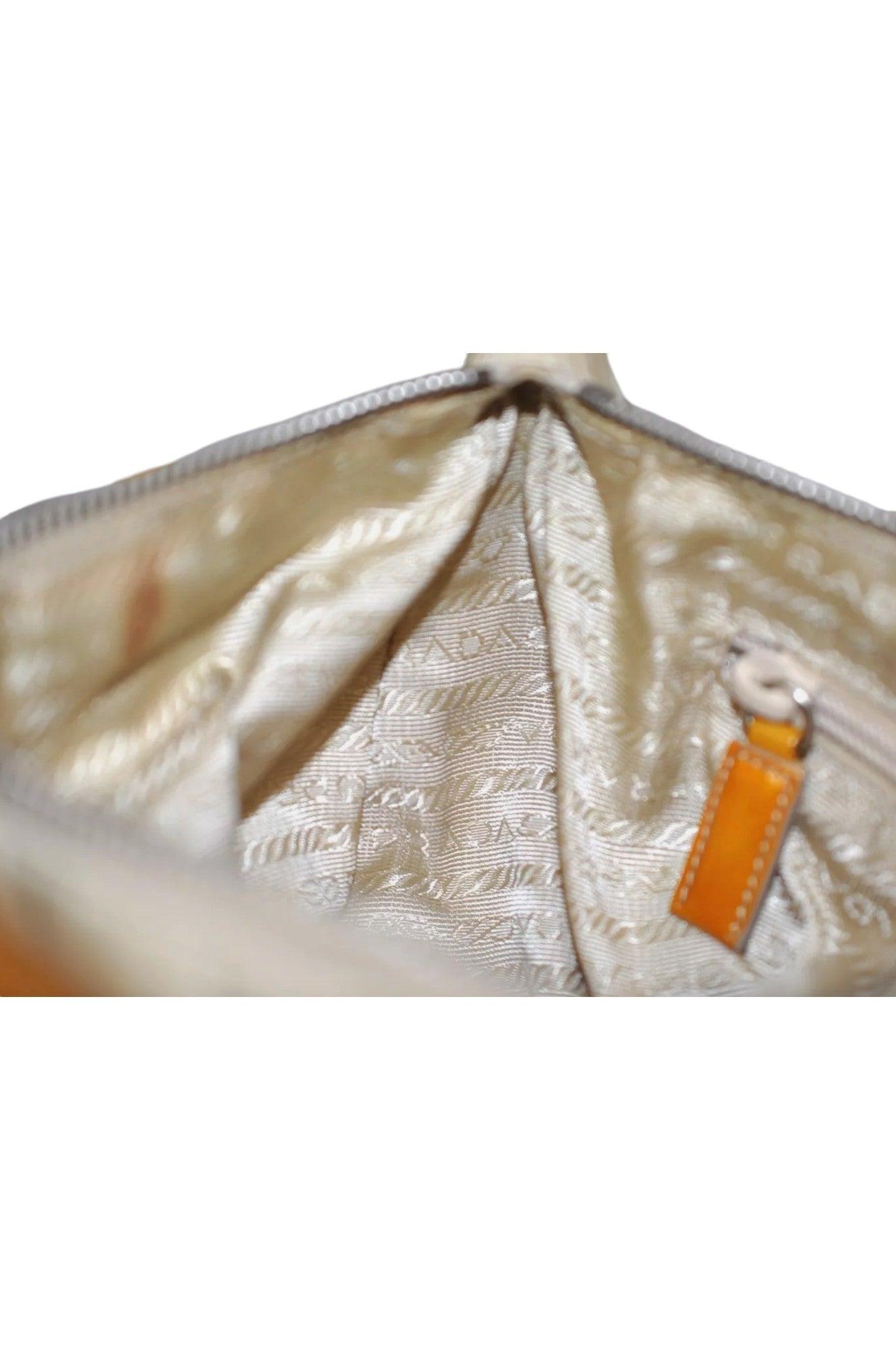 PRADA Nylon Tessuto Enamel Shoulder Hand Bag Purse Cream White 9257K - Velora