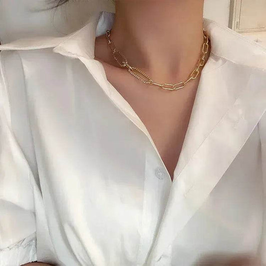 Cold Wind Zircon Gold Chain Necklace for women - Velora