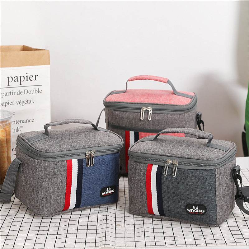 Striped Insulated Lunch Bag – Stylish Portable Tote for Work - Velora
