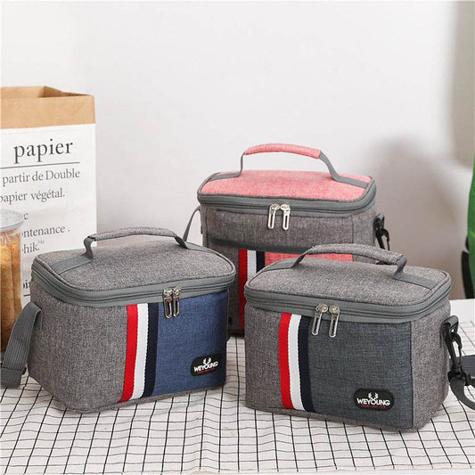 Striped Insulated Lunch Bag – Stylish Portable Tote for Work - Velora